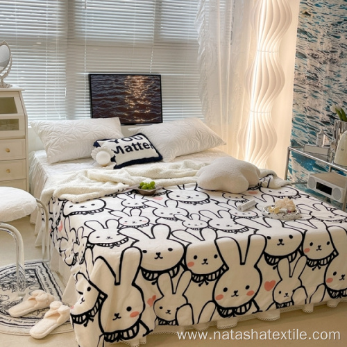 New style milk velvet simple bunny print blanket